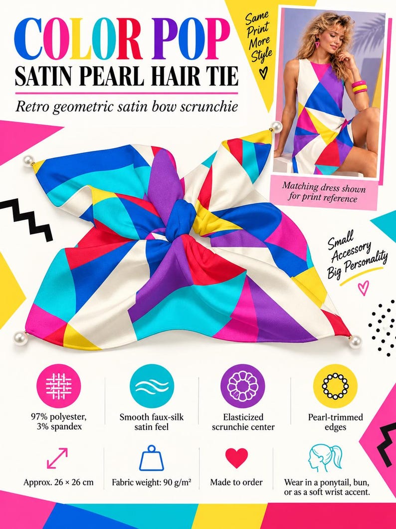 Colorful Geometric Bow Scrunchie - alternate view