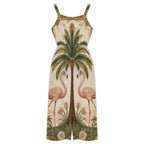 Olive Botanical Wide-Leg Jumpsuit with Pockets | Resort One-Piece