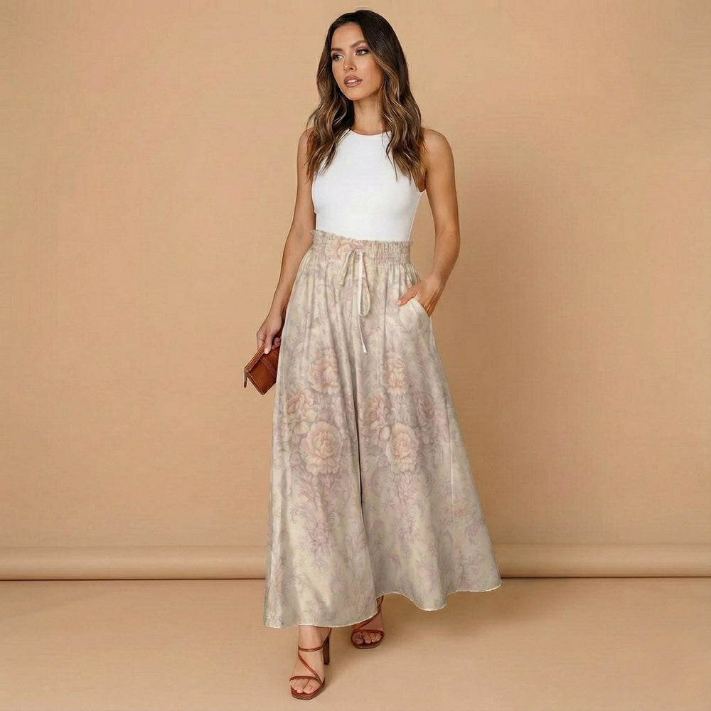 Vintage Floral Wide-Leg Pants | Boho Palazzo Summer Trousers