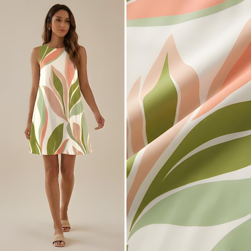 Abstract Floral A-Line Mini Dress | Modern Pocket Summer Dress