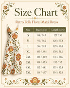 Retro Folk Floral Maxi Dress | 70s Botanical Resort Dress