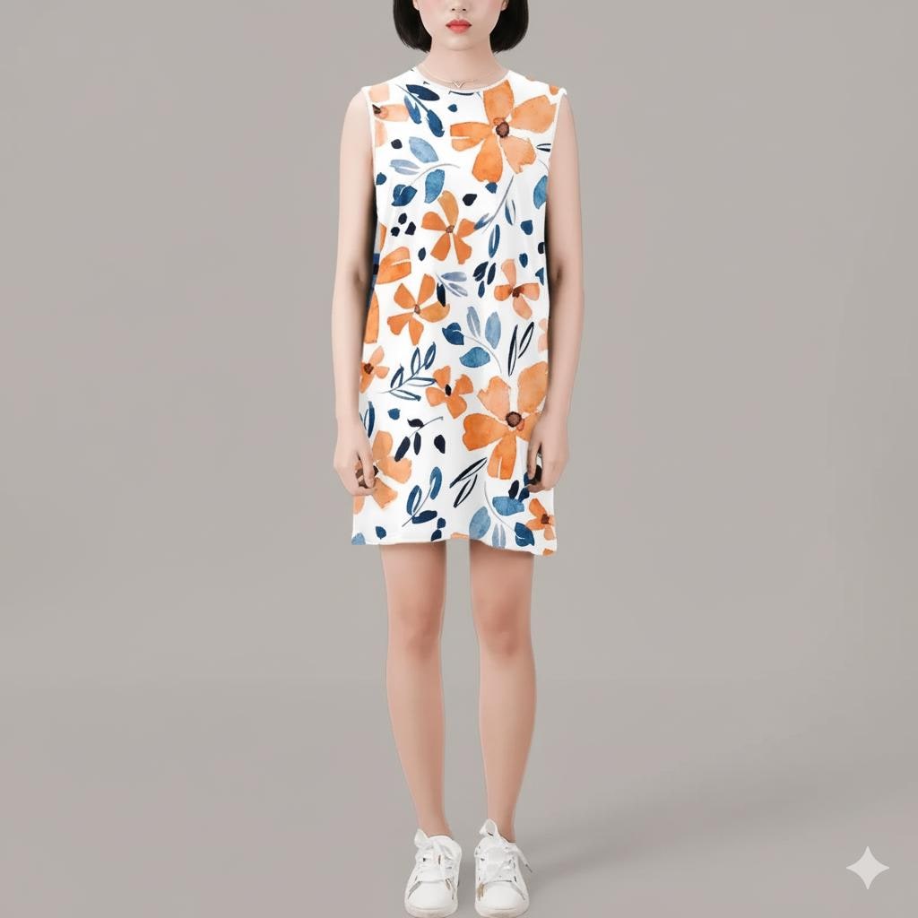 Boho Floral Mini Shift Dress | Sleeveless Summer Vacation Dress
