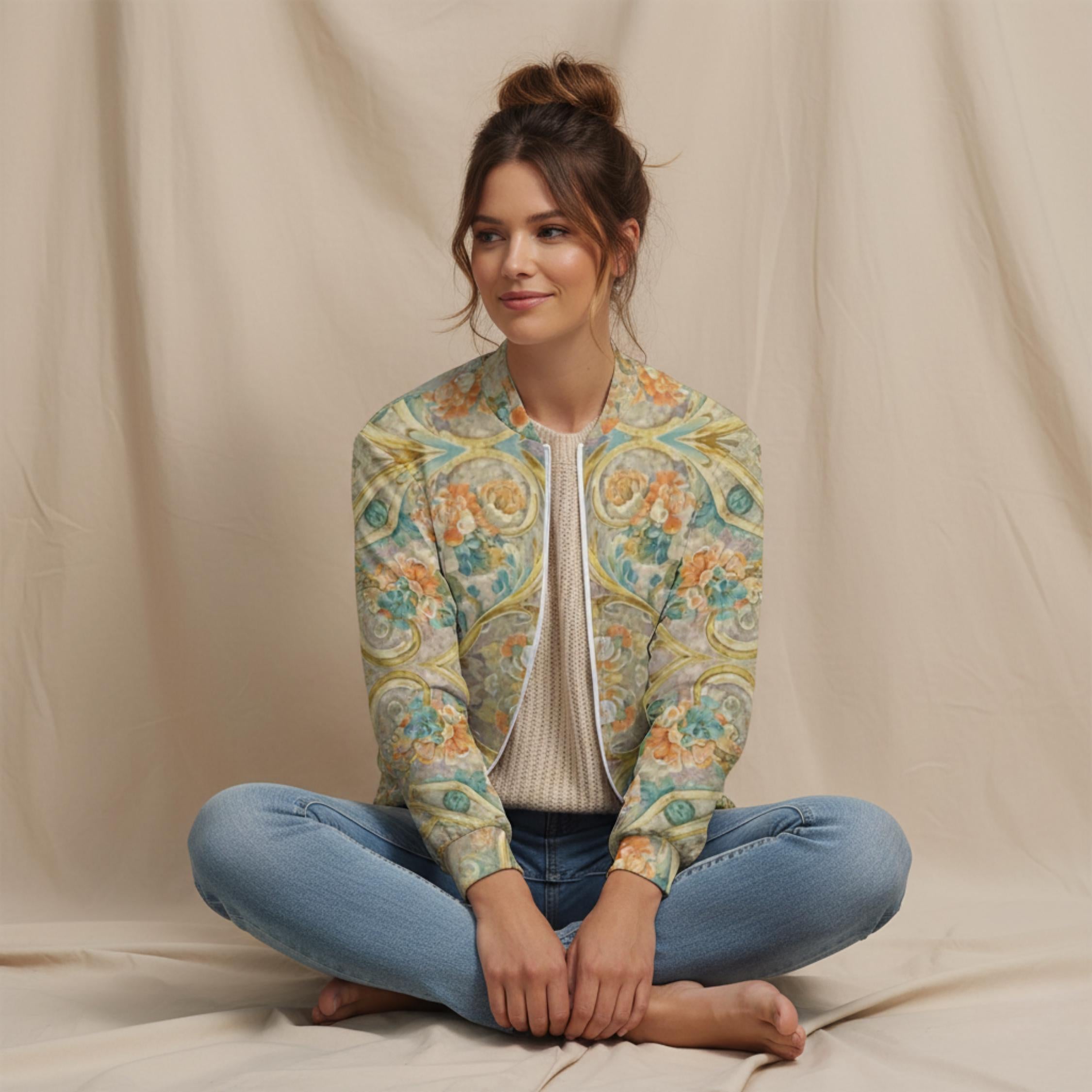 Floral Bomber Jacket | Boho Lightweight Spring Statement Jacket