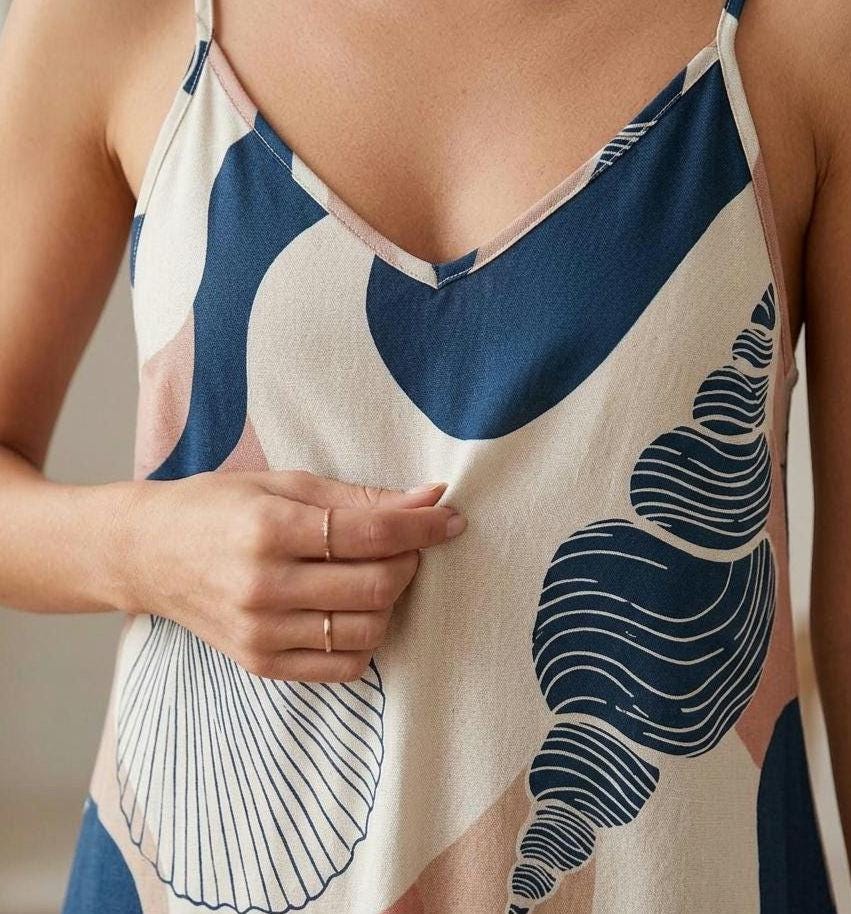Coastal Shell Print Maxi Dress | Sleeveless Resort Vacation Dress