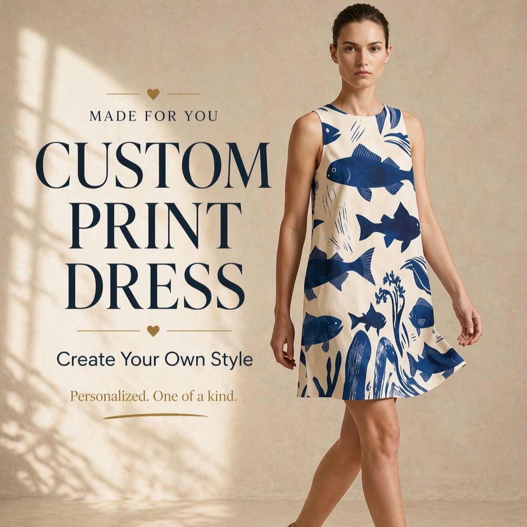 Custom A-Line Mini Dress | Personalized Print Summer Dress