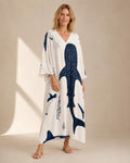 Whale Shark Kaftan Dress | Coastal V-Neck Resort Cover-Up