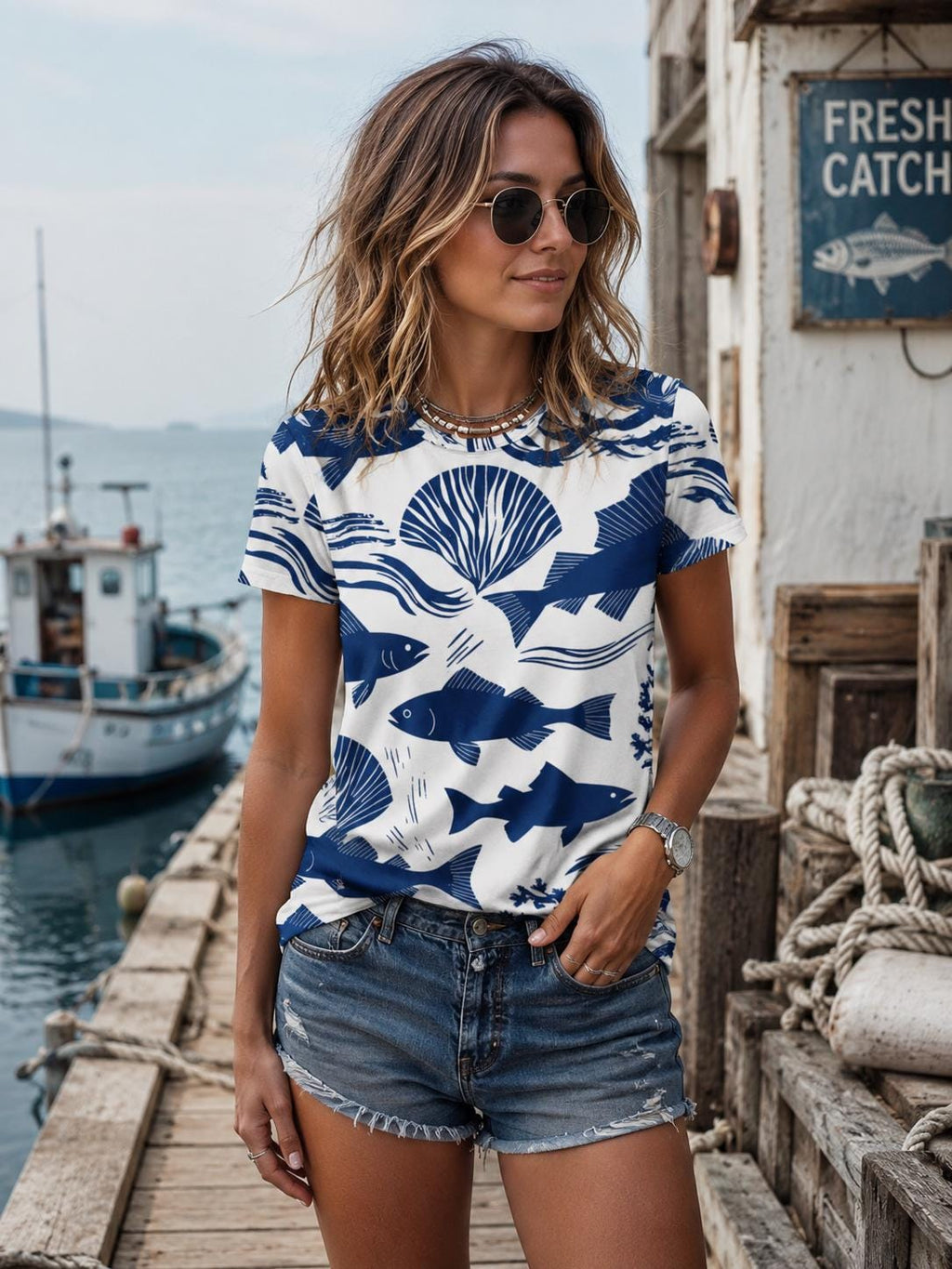 Sardine Cotton Graphic Tee | Amalfi Coastal Vacation Shirt