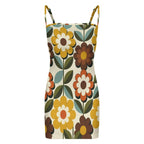 Retro Daisy Strappy Mini Dress | 70s Floral Summer Dress