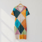 Colorful Geometric A-Line Dress | Boho Patchwork Vacation Dress