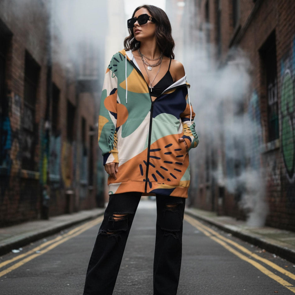 Abstract Long Cardigan | Geometric Bohemian Kimono Coat