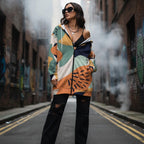 Abstract Long Cardigan | Geometric Bohemian Kimono Coat