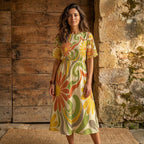 70s Floral Midi Dress | Retro Boho Summer Dress