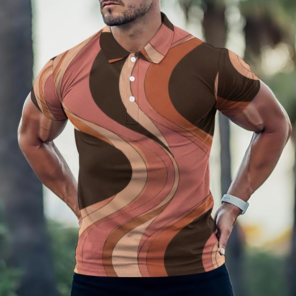 Men’s 70s Geometric Polo Shirt | Retro Resort Golf Polo