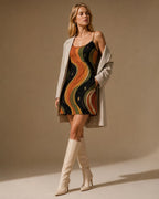 Celestial Retro Mini Dress | Moon Star Spaghetti Strap Sundress