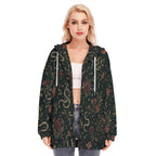 Dark floral paisley women's printed zip up hoodie — view 11