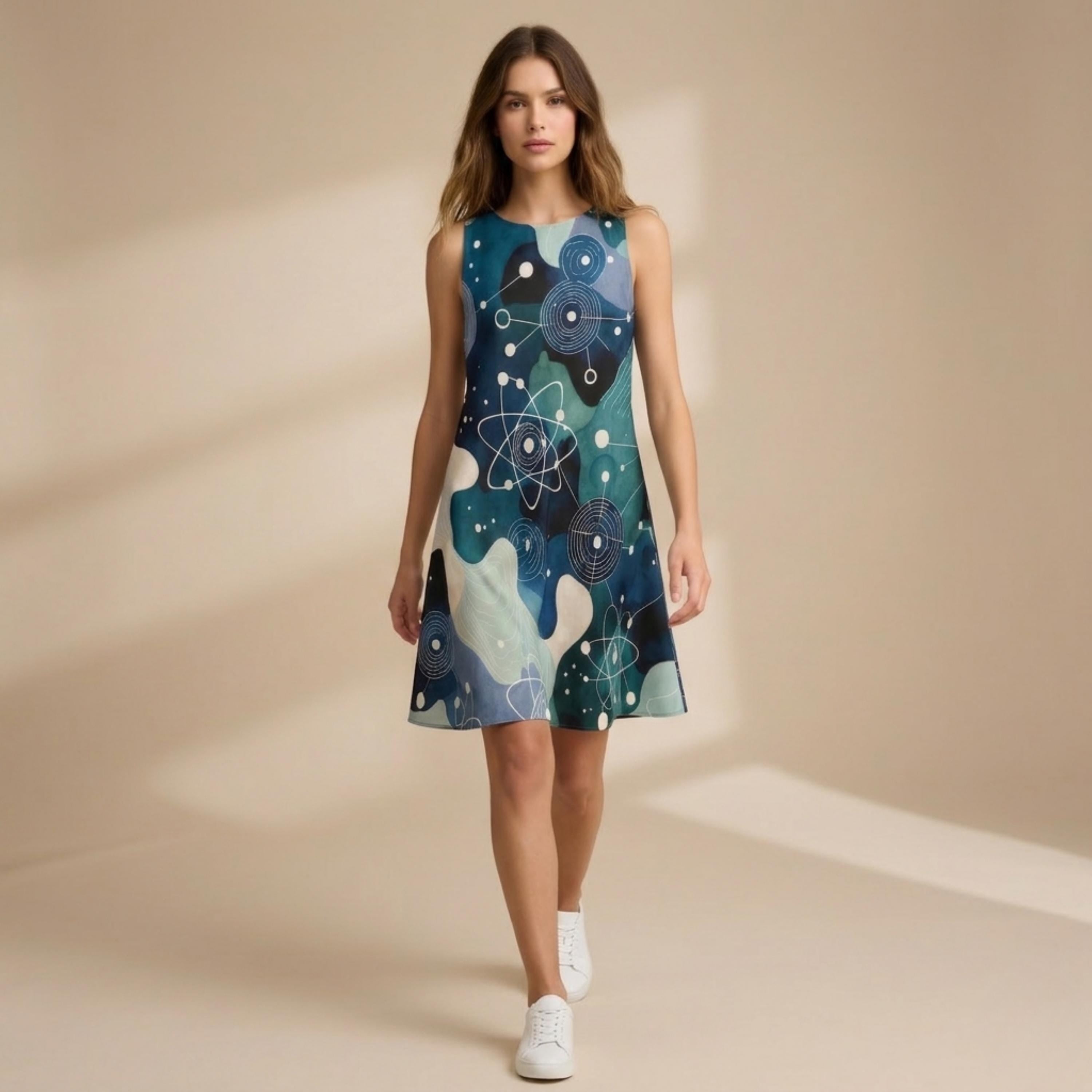 Atomic Print A-Line Dress | Science Teacher Pocket Dress