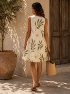Olive Branch A-Line Dress | Mediterranean Coastal Resort Dress