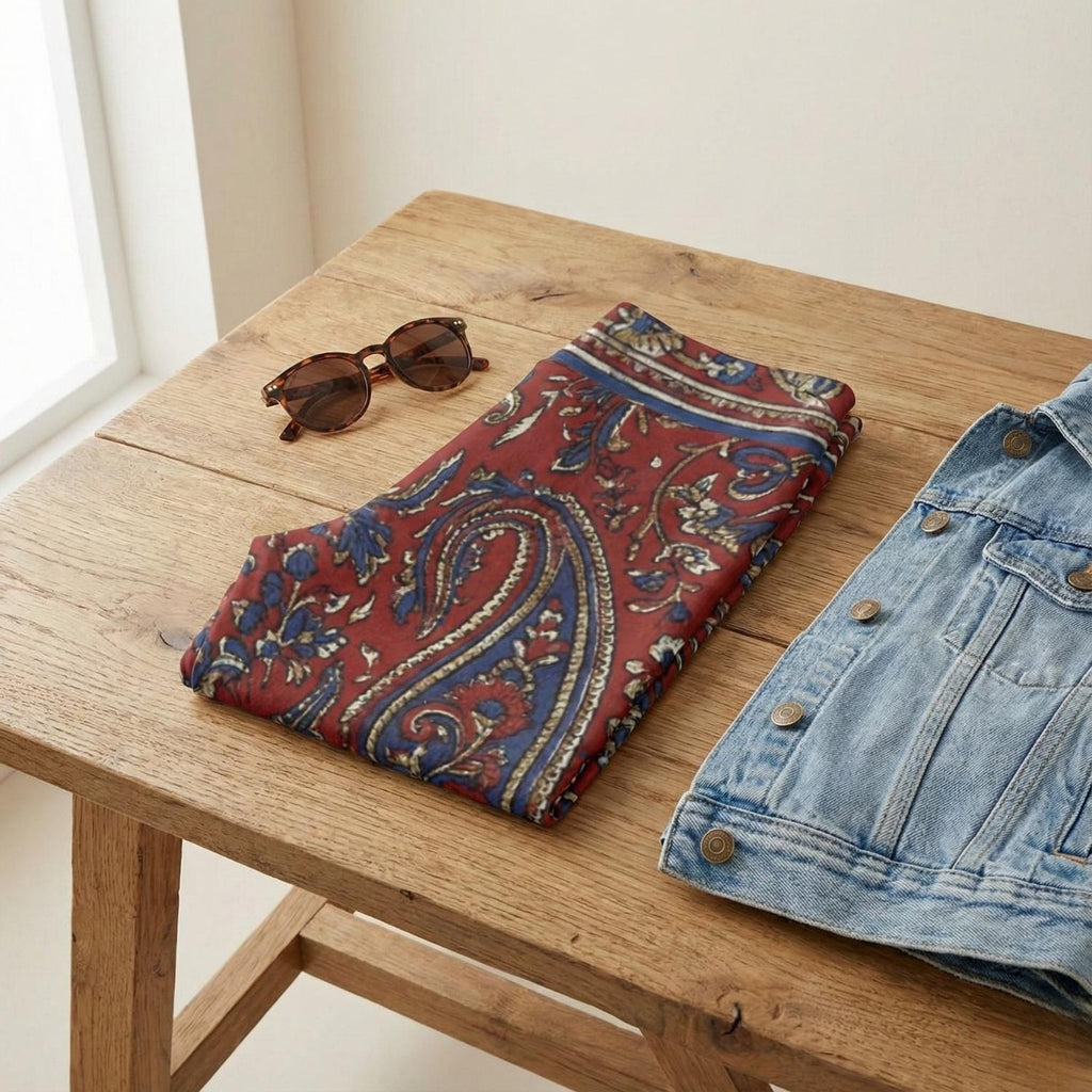 Red Boho Paisley Leggings | High Waist Festival Yoga Pants