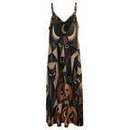 Dark Celestial Art Slip Maxi Dress | Spaghetti Strap Long Dress