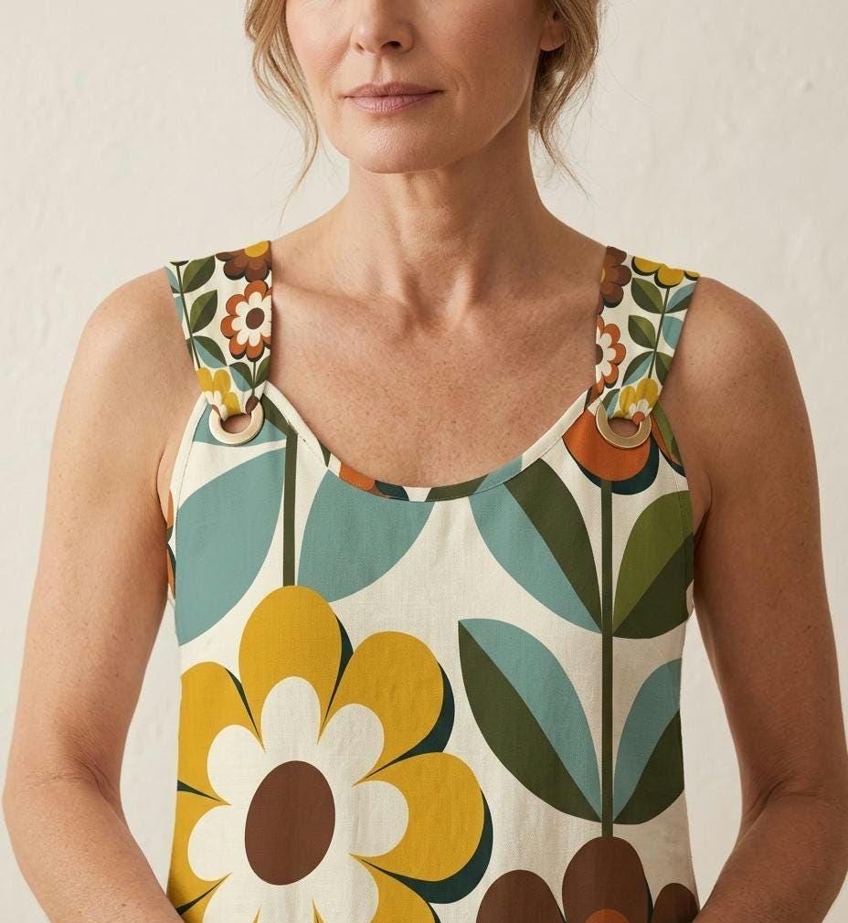 Retro Floral Mini Dress | Sleeveless Resort Vacation Dress