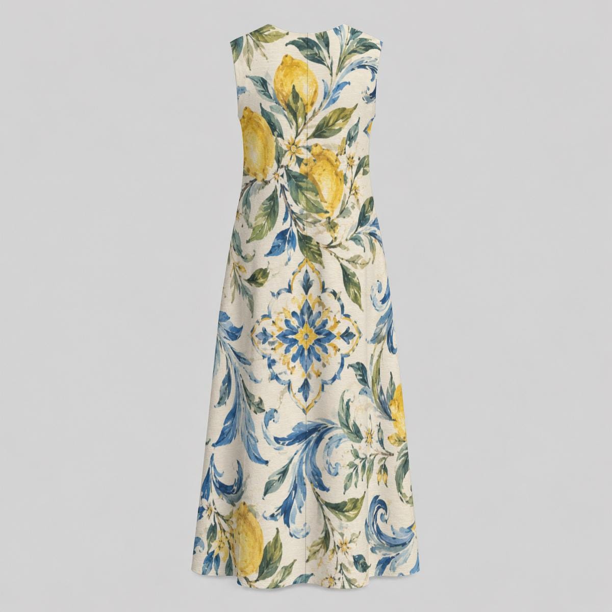 Amalfi Lemon Tile Cotton Midi Dress | Resort Pocket Dress