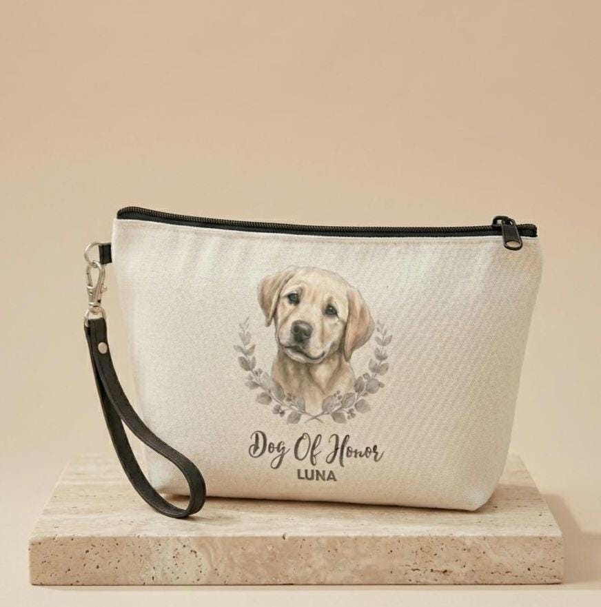 Personalized Dog of Honor Cosmetic Bag | Custom Pet Wedding Pouch