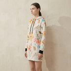 Watercolor Floral Hoodie Dress | Long Sleeve Casual Sweatshirt Dress