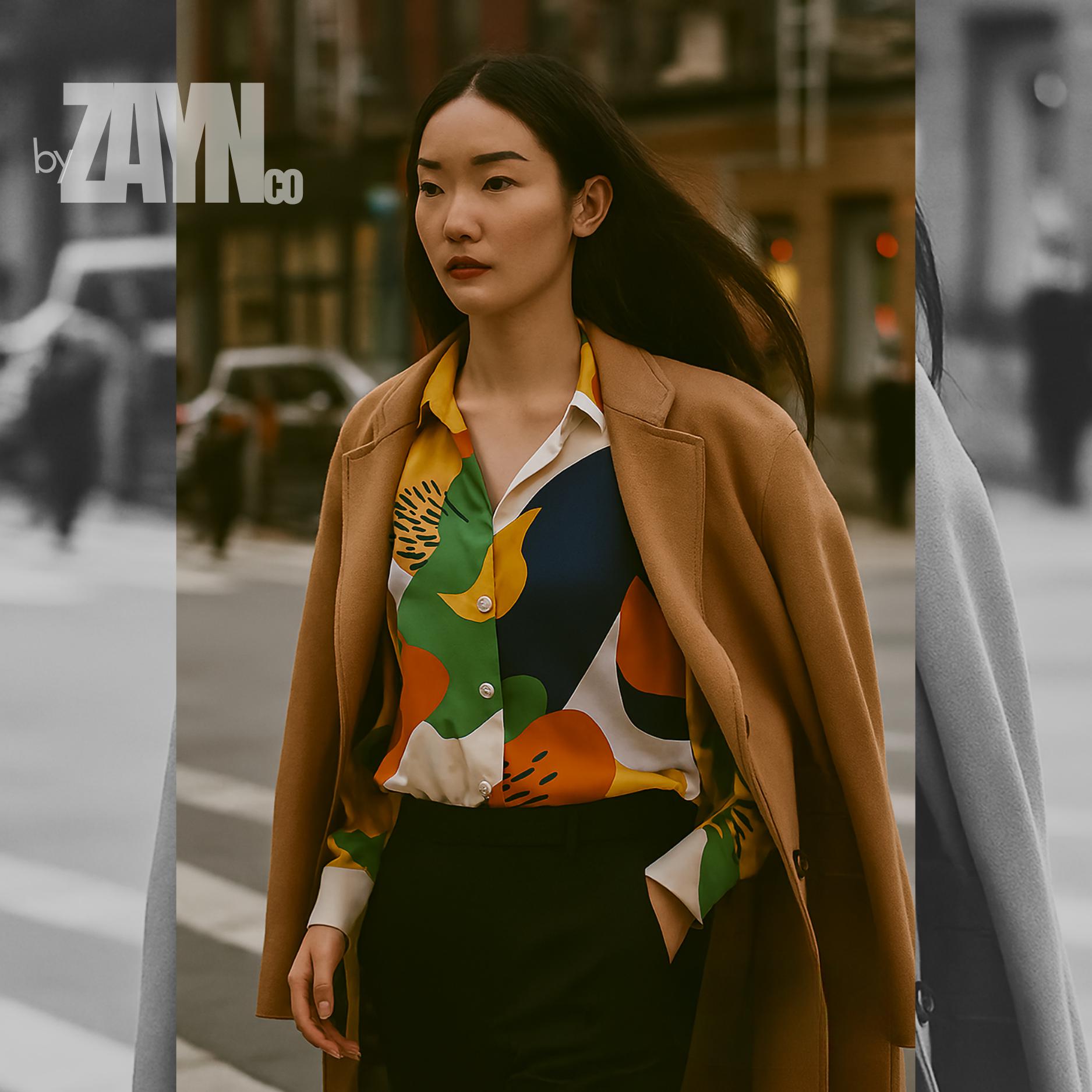 Colorful Abstract Art Shirt | Gallery-Inspired Button-Up Blouse