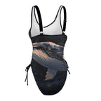 Black Abstract Whale One-Piece Swimsuit | Dark Ocean