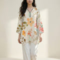 Soft Floral V-Neck Tunic | Watercolor Irregular Hem Top