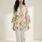 Soft Floral V-Neck Tunic | Watercolor Irregular Hem Top
