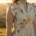 Floral Flutter Sleeve Midi Dress | Garden Party Summer Dress