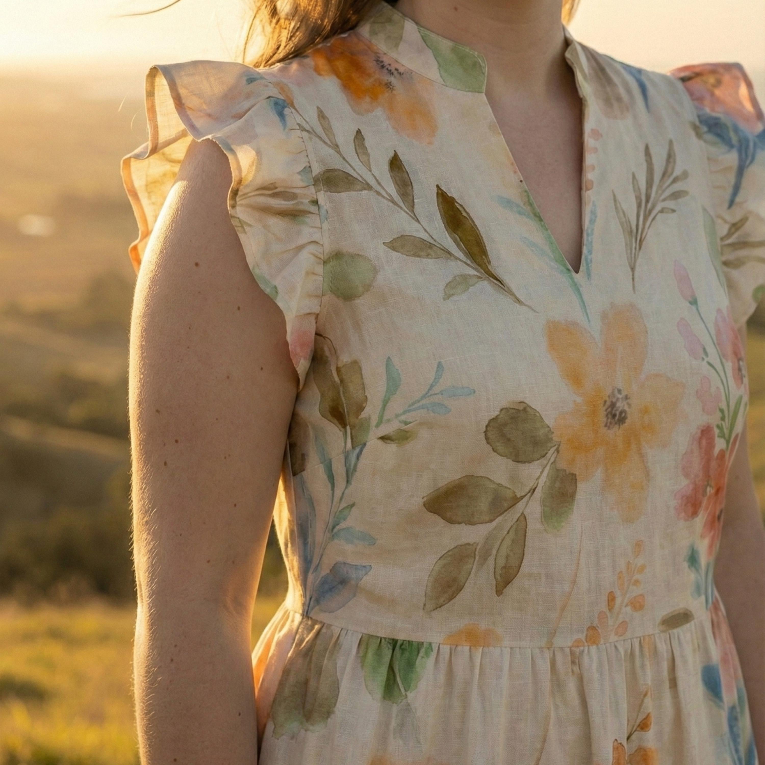 Floral Flutter Sleeve Midi Dress | Garden Party Summer Dress