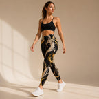 Black Gold Abstract Leggings | High Waist Yoga Pants