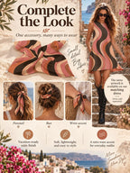 Dusty Rose Wave Bow Scrunchie - detail view