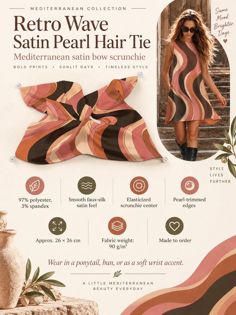 Dusty Rose Wave Bow Scrunchie - alternate view