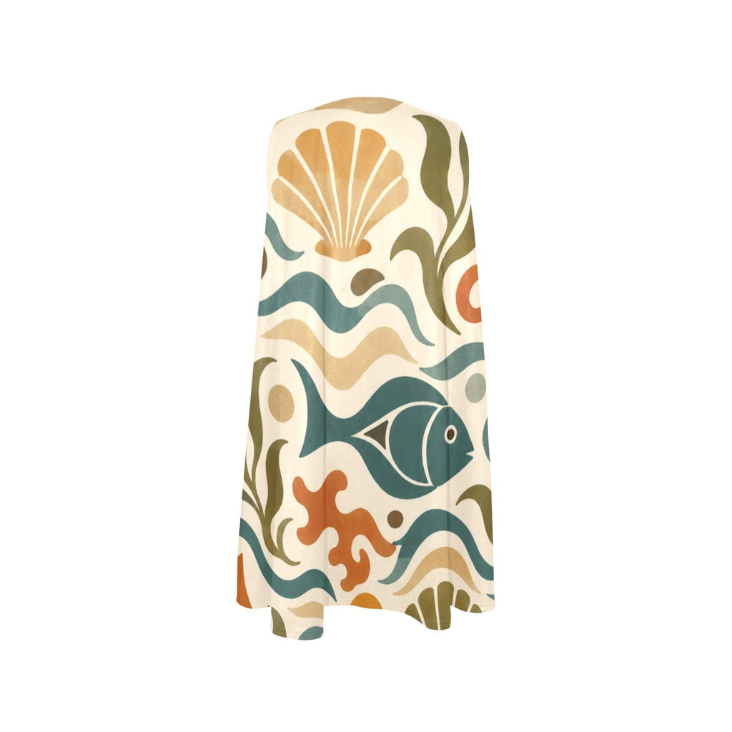 Mediterranean Fish A-Line Dress | Coastal Resort Pocket Dress