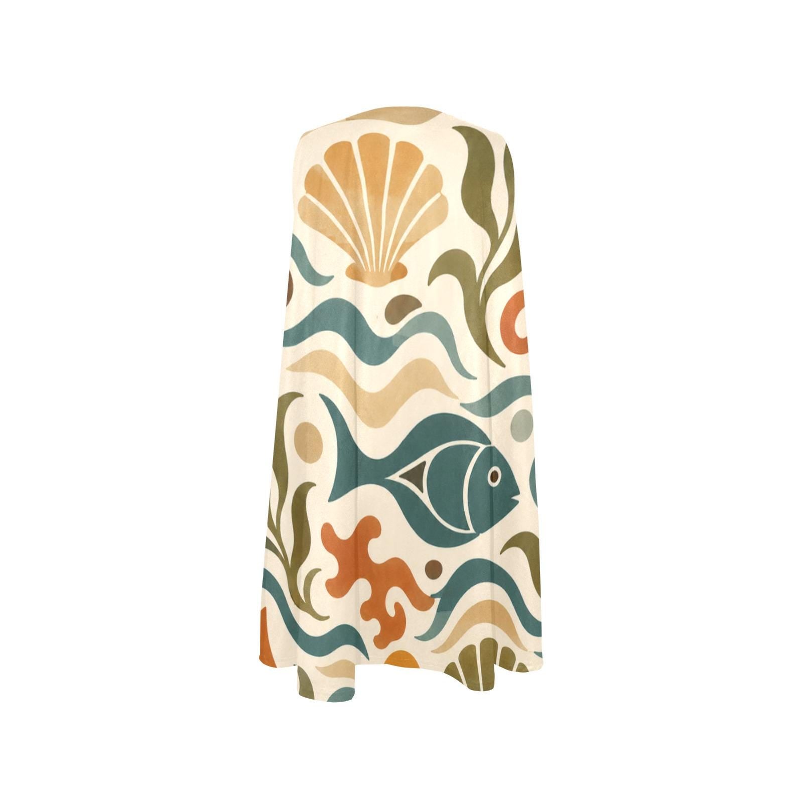 Mediterranean Fish A-Line Dress | Coastal Resort Pocket Dress