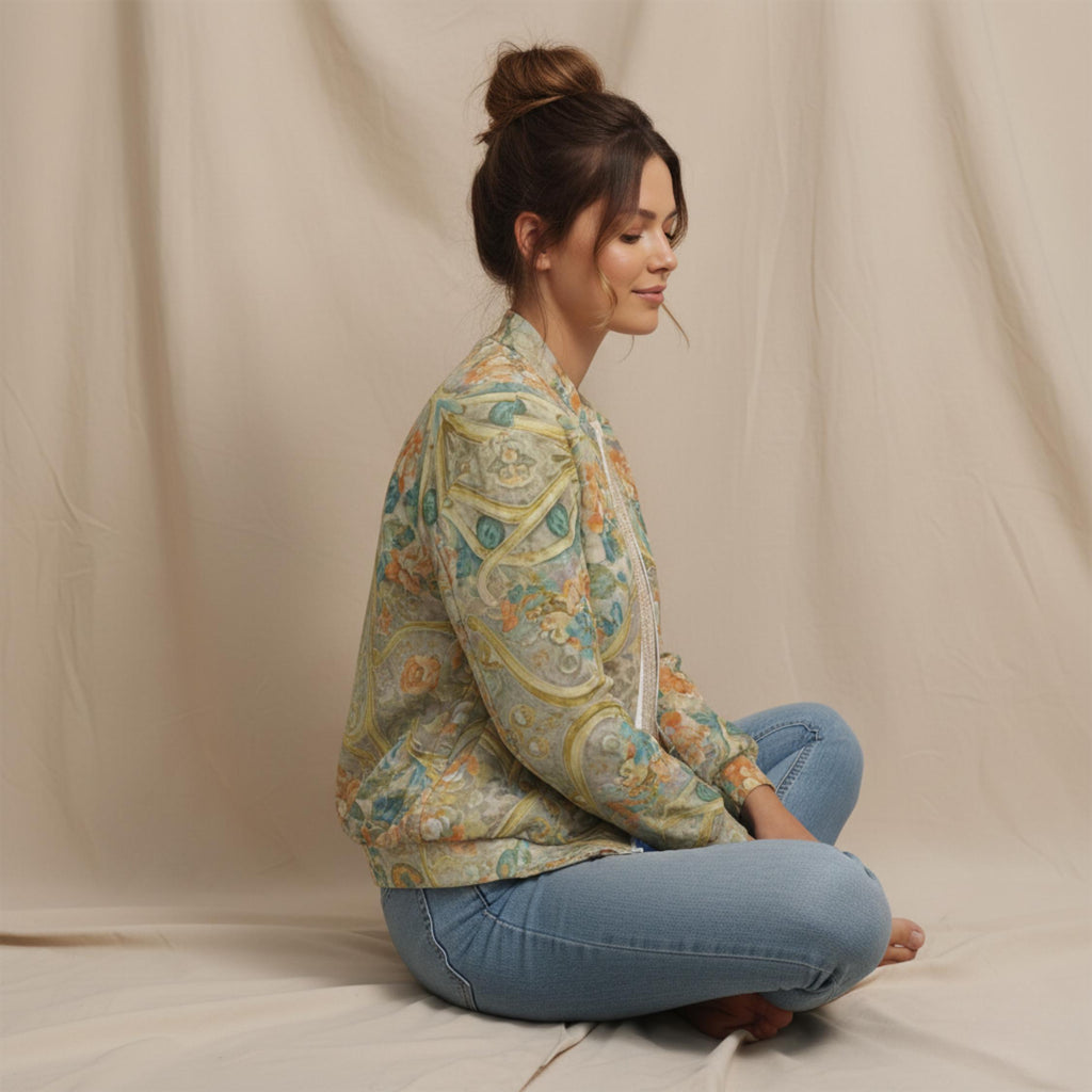 Floral Bomber Jacket | Boho Lightweight Spring Statement Jacket