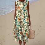 Floral Cotton Midi Dress | Sleeveless Wedding Guest & Garden Dress