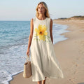 Floral Cotton Slub Midi Dress | Garden Party & Summer Wedding Dress