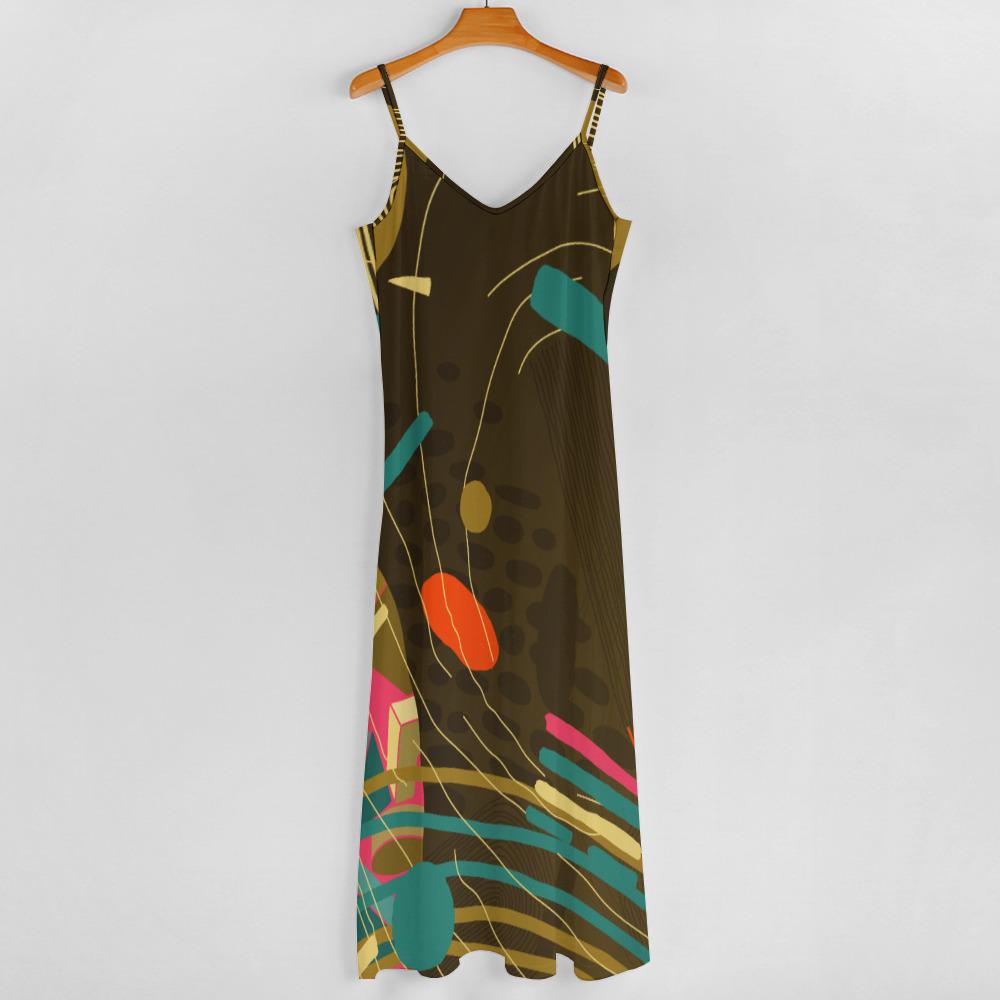 Boho Abstract Maxi Dress | Summer Sling Beach Cover-Up