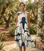 Whale Shark A-Line Dress | Coastal Cotton Pocket Resort Dress