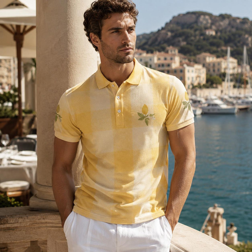 Men’s Lemon Print Polo Shirt | Mediterranean Coastal Resort Wear