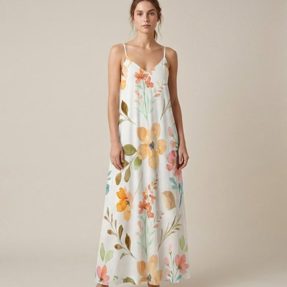 Boho Floral Maxi Dress | Flowy Summer Beach Vacation Dress