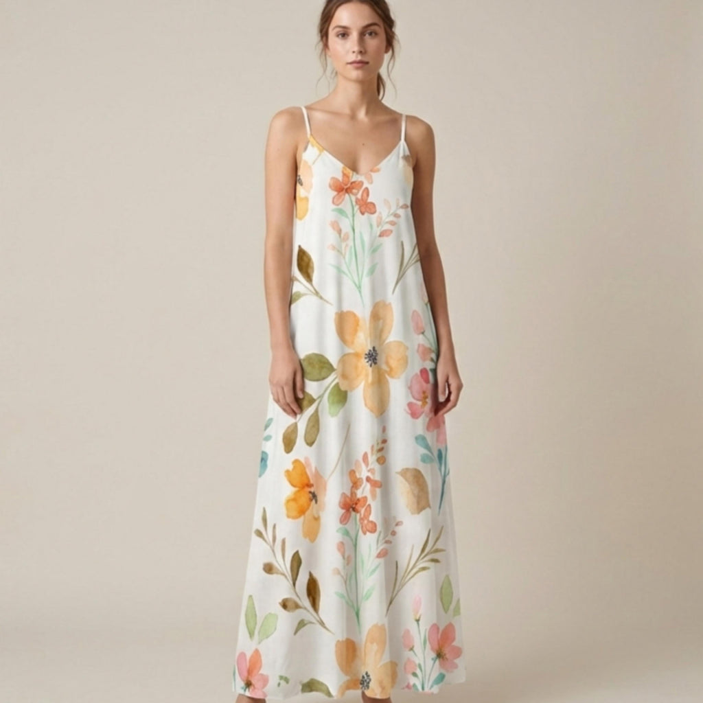 Boho Floral Maxi Dress | Flowy Summer Beach Vacation Dress