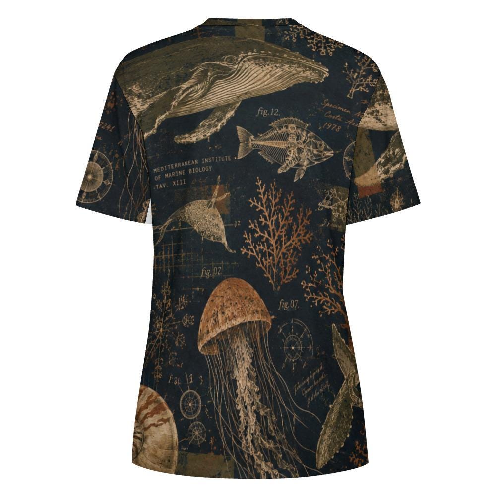 Marine Biology Cotton T-Shirt | Dark Ocean Jellyfish Tee