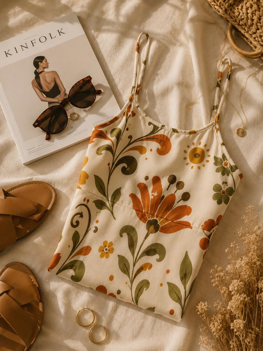 Retro Floral Slip Mini Dress | 70s Boho Vacation Dress