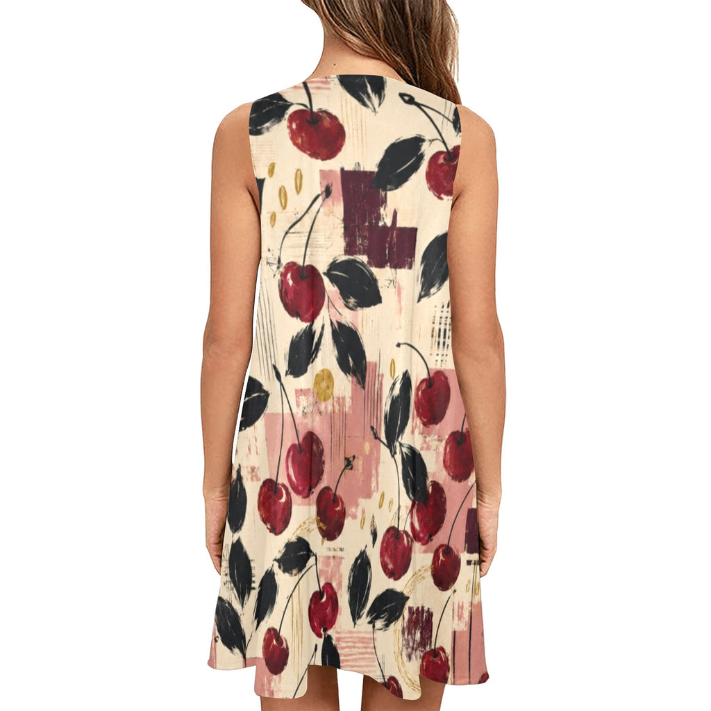 Abstract A-Line Mini Dress with Pockets, Navy Rust Coastal Print