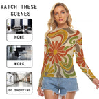 Floral Sheer Mesh Top | Long Sleeve Festival Layering Top